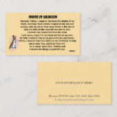 Bidden van redding en kerk of bediening op de rug visitekaartje (Voorkant / Achterkant)