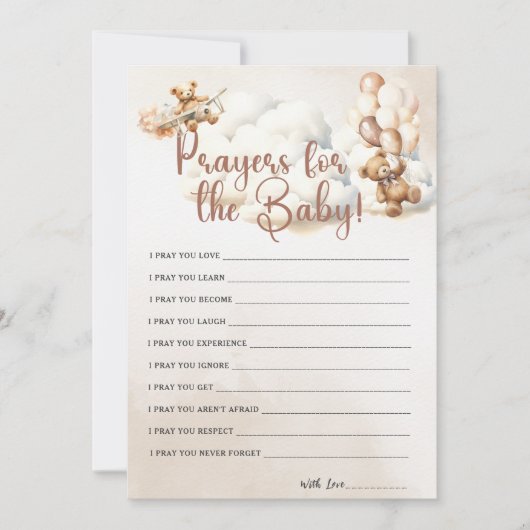 BIDDEN VOOR DE BABY, Baby shower Spel Schattige Be Kaart (Voorkant)