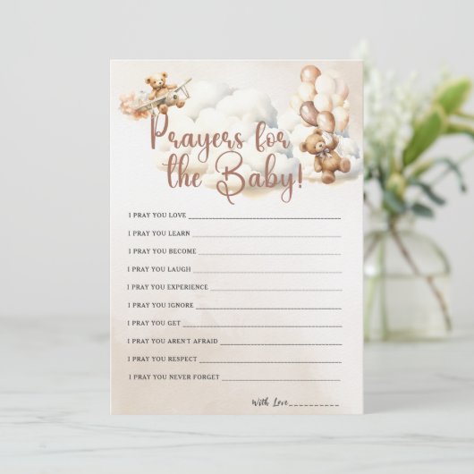 BIDDEN VOOR DE BABY, Baby shower Spel Schattige Be Kaart (Staand voorkant)