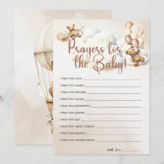 BIDDEN VOOR DE BABY, Baby shower Spel Schattige Be Kaart (Voorkant / Achterkant)