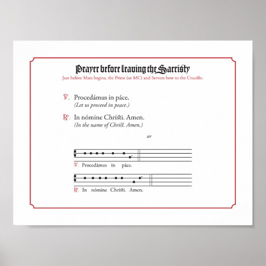 Bidden voor het verlaten van de sacristy poster (Voorkant)