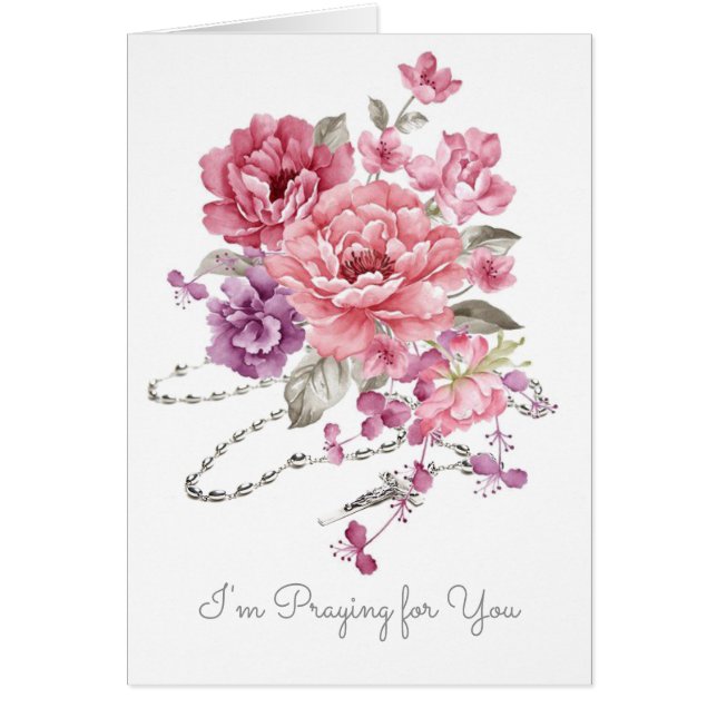 Bidden voor je Floral Katholieke Rosary (Voorkant)