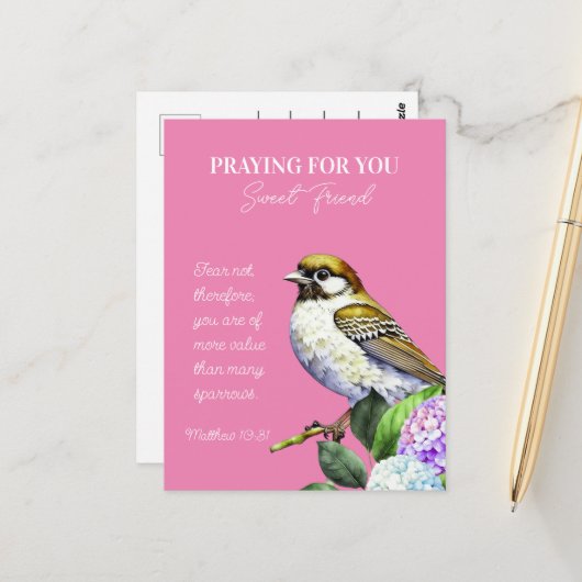 Bidden voor je lieve vriend briefkaart (Voorkant / Achterkant in situ)