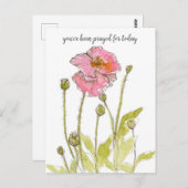 Bidden voor je religieuze roze papaver bloemen briefkaart (Voorkant / Achterkant)
