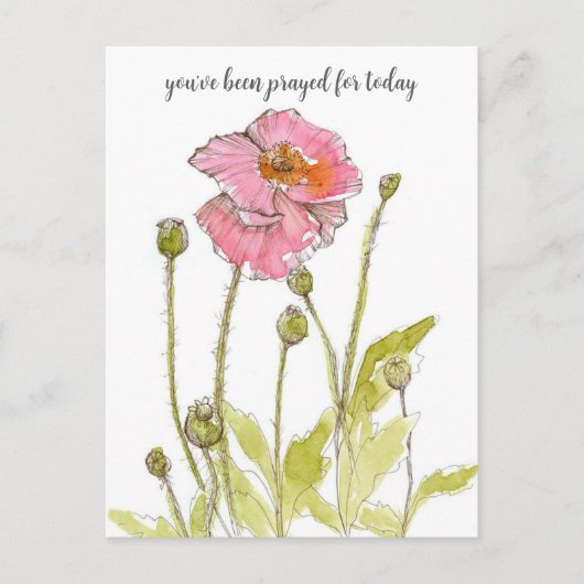 Bidden voor je religieuze roze papaver bloemen briefkaart (Voorkant)