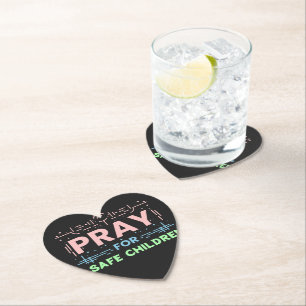 Bidden voor veilige kinderen kartonnen onderzetters