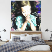 Bidden voor vrede Canvas Print - Hoop - Schilderen (Insitu (Slaapkamer))