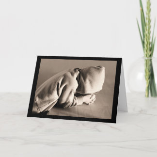 Bidden zonder ophouden met Wenskaart Kaart