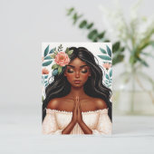 Bidden Zwarte Vrouw Bloemen Afrikaanse Amerikaanse Briefkaart (Staand voorkant)