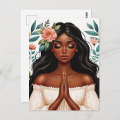 Bidden Zwarte Vrouw Bloemen Afrikaanse Amerikaanse Briefkaart (Voorkant / Achterkant)