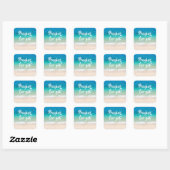 Biddend Blauwe Oceaan Strand Scène Vierkante Sticker (Vel)