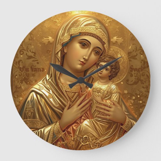 Biddend Gouden Maagd Maria-icoon Grote Klok (Voorkant)