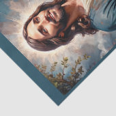 Biddend Jezus Christus met bloementuin Tissuepapier (Detail)