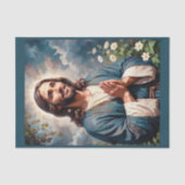 Biddend Jezus Christus met bloementuin Tissuepapier (Voorkant)