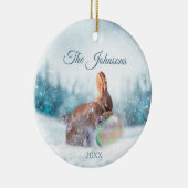Biddend Konijn Kerstmis Religieus Ornament (Rechts)