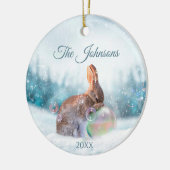 Biddend Konijn Kerstmis Religieus Ornament (Links)