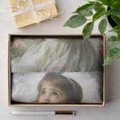 Biddend meisje in blauwe jurk decoupage tissuepapier (Geschenk)