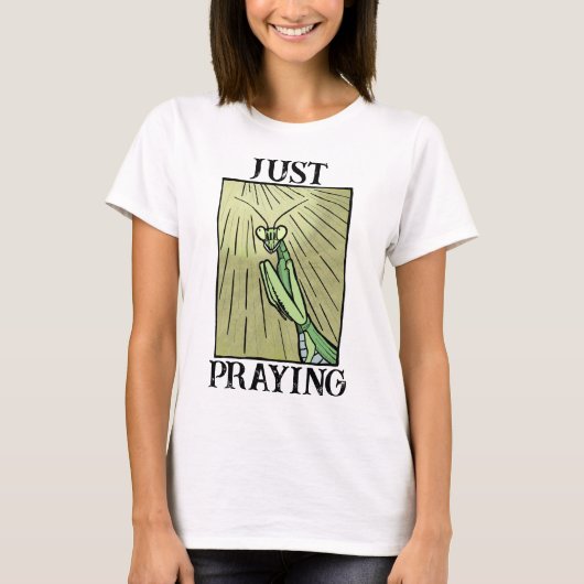 Biddende bidsprinkhaan Grappige Grafische Bug T-shirt (Voorkant)