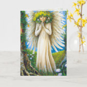 Biddende engel grafische kaart (Gele Bloem)