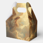 Biddende engelen in gouden wolken bedankdoosjes (Achterkant)