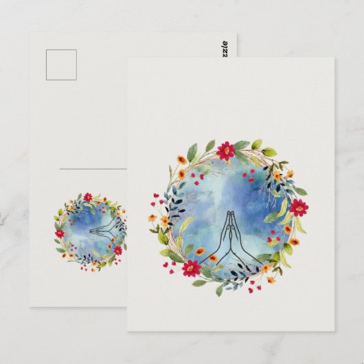 Biddende handen aquarel briefkaart (Voorkant / Achterkant)