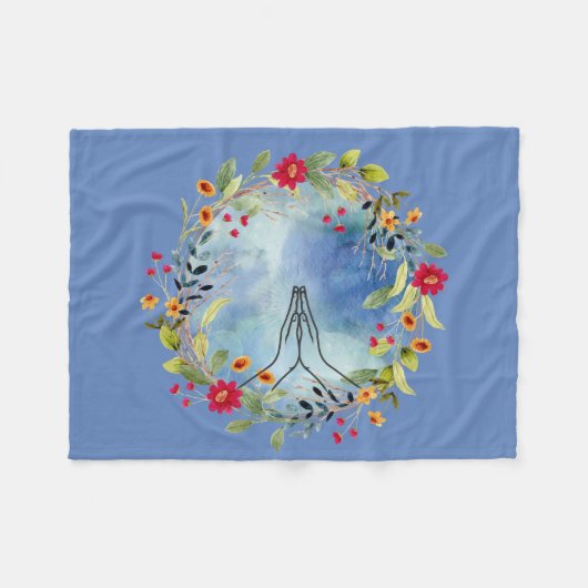 Biddende handen aquarel fleece deken (Voorkant (Horizontaal))