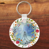Biddende handen Aquarel Sleutelhanger (Achterkant)