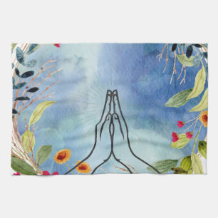 Biddende handen aquarel theedoek