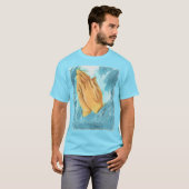 Biddende handen (blauwe achtergrond) t-shirt (Voorkant volledig)