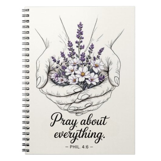Biddende handen met lavendel - Devotie Journaal Notitieboek (Voorkant)