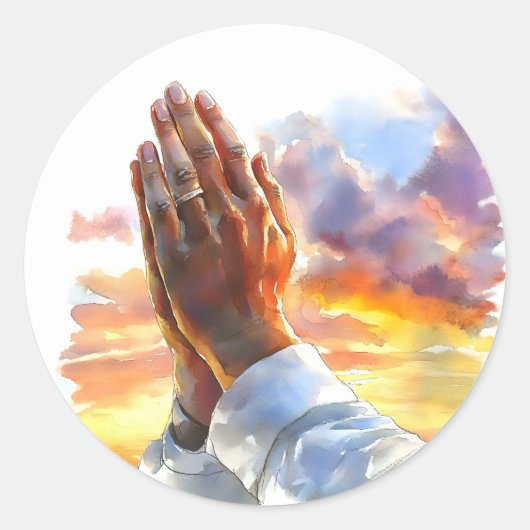 Biddende handen Religieus geschenk Christelijk Kat Ronde Sticker (Voorkant)