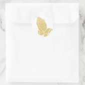 Biddende handen ronde sticker (Tas)