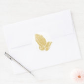 Biddende handen ronde sticker (Envelop)
