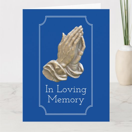 Biddende handen ter nagedachtenis uit sympathie me kaart (Voorkant)
