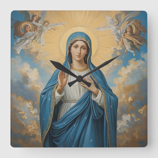 Biddende Hemelse Maagd Maria Vierkante Klok (Voorkant)