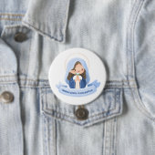 Biddende Kawaii Maagd Maria met Bloem – Wit Ronde Button 7,6 Cm (In situ)