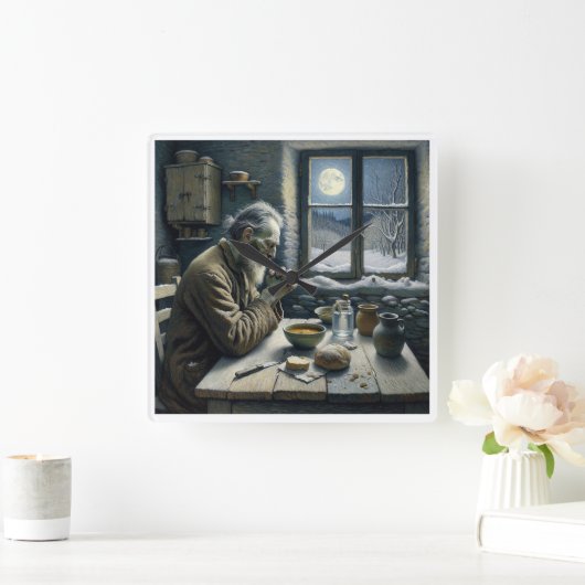 biddende kluizenaarsklok vierkante klok (Huis)