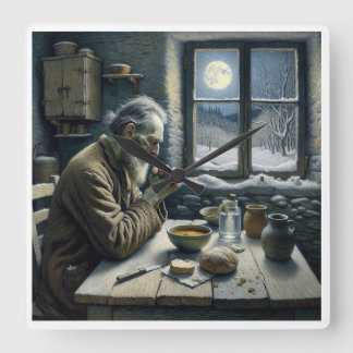 biddende kluizenaarsklok vierkante klok