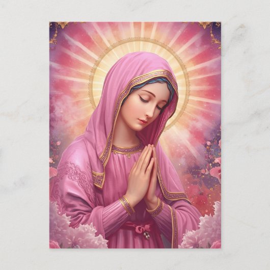 Biddende Maagd Maria Kerst Briefkaart (Voorkant)