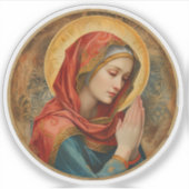 Biddende Maagd Maria Vinyl Sticker (Voorkant)