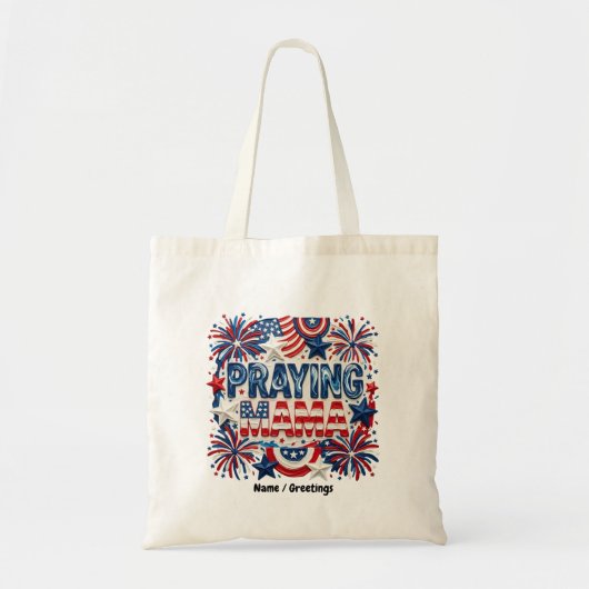 Biddende Mama Patriottische Kunstprint Rood, Wit,  Tote Bag (Voorkant)