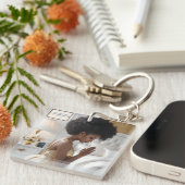 Biddende moeder gekleed in gouden acryl Sleutelhan Sleutelhanger (Voorkant Rechts)