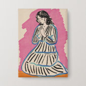 Biddende Vrouw Button (Voorkant)