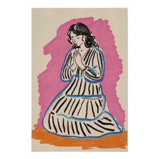 Biddende Vrouw Perfect Poster (Voorkant)