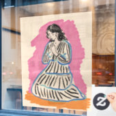 Biddende Vrouw Raamsticker (Cafe Raam)