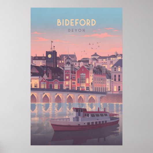 Bideford Devon Seaside Travel Poster (Voorkant)