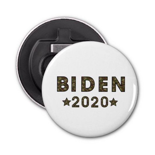 Biden 2020 camouflage verkiezing button flesopener (Voorkant)