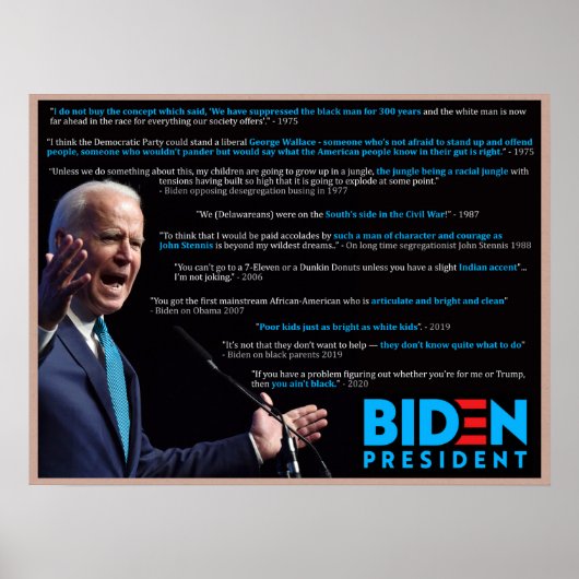 Biden 2020 Citaten over het Poster van Race (Voorkant)