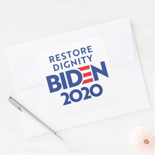 BIDEN 2020 - Herstelwaardigheid Vierkante Sticker (Envelop)