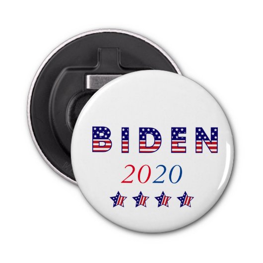 Biden 2020 presidentiële campagne button flesopener (Voorkant)